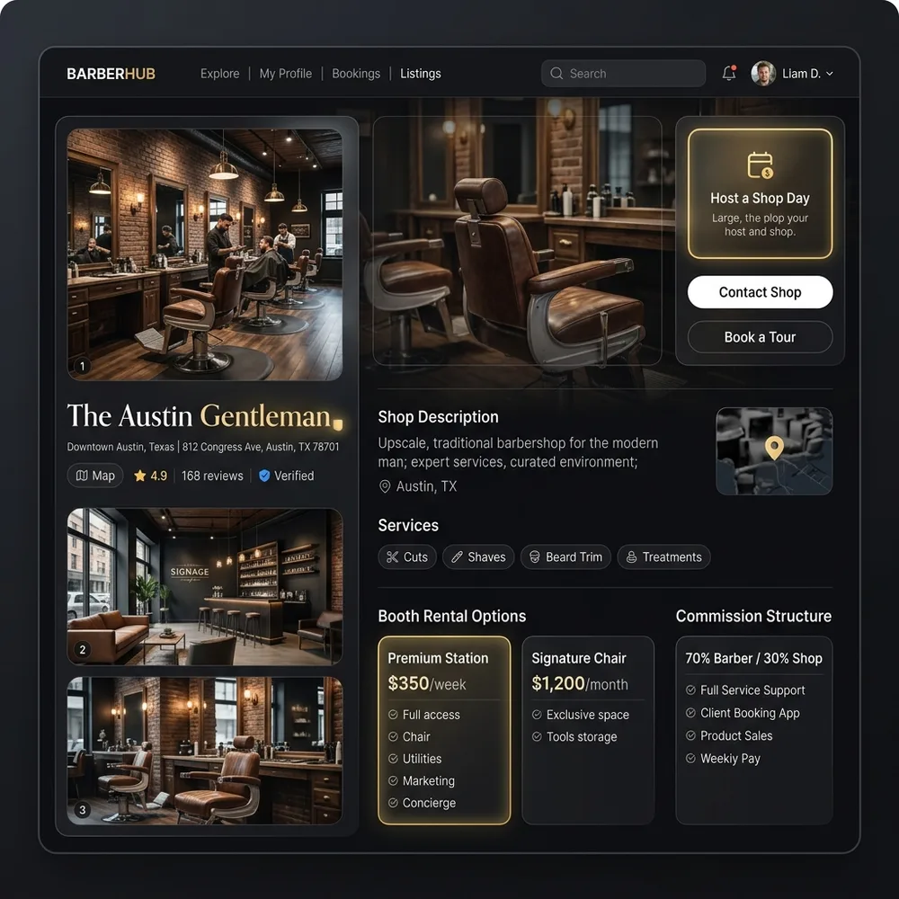 Shop Listing UI Mockup